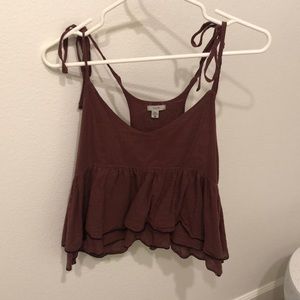 Maroon ruffle tank top
